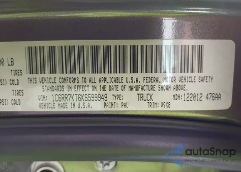 2019 Ram 1500 Classic Express 4X4 5'7 Box из США, поврежденный, VIN 1C6RR7KT6KS599949